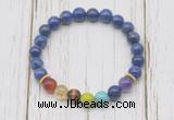 CGB6280 8mm lapis lazuli 7 chakra beaded mala stretchy bracelets