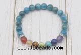 CGB6281 8mm apatite 7 chakra beaded mala stretchy bracelets