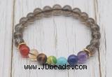 CGB6305 8mm smoky quartz 7 chakra beaded mala stretchy bracelets