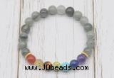 CGB6321 8mm seaweed quartz 7 chakra beaded mala stretchy bracelets