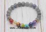 CGB6324 8mm labradorite 7 chakra beaded mala stretchy bracelets