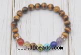 CGB6331 8mm yellow tiger eye 7 chakra beaded mala stretchy bracelets