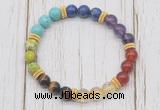 CGB6342 8mm 7 chakra gemstone beaded mala stretchy bracelets