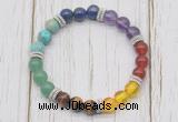 CGB6345 8mm 7 chakra gemstone beaded mala stretchy bracelets