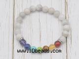 CGB6350 8mm white crazy lace agate 7 chakra beaded mala stretchy bracelets