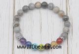 CGB6355 8mm silver needle agate 7 chakra beaded mala stretchy bracelets