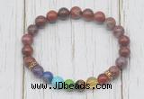 CGB6359 8mm Portuguese agate 7 chakra beaded mala stretchy bracelets