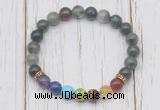 CGB6363 8mm blood jasper 7 chakra beaded mala stretchy bracelets