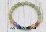 CGB6370 8mm China jade 7 chakra beaded mala stretchy bracelets