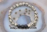 CGB6410 8mm round dalmatian jasper & black lava beaded bracelets