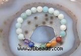 CGB6430 8mm round amazonite 7 chakra beads bracelet wholesale