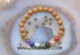 CGB6433 8mm round wooden jasper 7 chakra beads bracelet wholesale