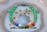 CGB6444 8mm round green agate 7 chakra beads adjustable bracelets