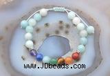 CGB6445 8mm round amazonite 7 chakra beads adjustable bracelets