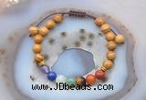 CGB6448 8mm round wooden jasper 7 chakra beads adjustable bracelets