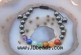 CGB6450 8mm round hematite 7 chakra beads adjustable bracelets