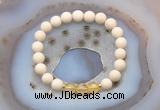 CGB6459 8mm round matte white fossil jasper & citrine beaded bracelets