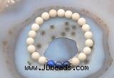 CGB6465 8mm round matte white fossil jasper & lapis lazuli beaded bracelets