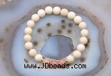 CGB6484 8mm round matte white fossil jasper & moonstone beaded bracelets