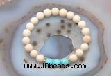 CGB6492 8mm round matte white fossil jasper & blue howlite beaded bracelets