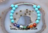 CGB6501 8mm round blue howlite 7 chakra beads adjustable bracelets