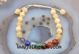 CGB6502 8mm round honey jade 7 chakra beads adjustable bracelets