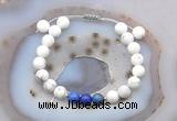 CGB6594 8mm round matte white howlite & lapis lazuli adjustable bracelets