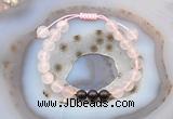 CGB6600 8mm round rose quartz & garnet adjustable bracelets