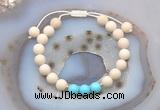 CGB6602 8mm round white fossil jasper & blue howlite adjustable bracelets