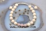 CGB6607 8mm round white fossil jasper & Madagascar rose quartz adjustable bracelets