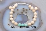 CGB6617 8mm round white fossil jasper & amazonite adjustable bracelets