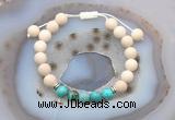 CGB6624 8mm round white fossil jasper & blue sea sediment jasper adjustable bracelets