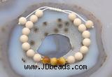 CGB6628 8mm round white fossil jasper & golden tiger eye adjustable bracelets