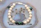 CGB6634 8mm round white fossil jasper & green tiger eye adjustable bracelets