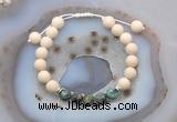 CGB6638 8mm round white fossil jasper & African turquoise adjustable bracelets