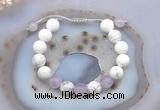 CGB6745 10mm round white howlite & lavender amethyst adjustable bracelets