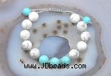 CGB6754 10mm round white howlite & blue howlite adjustable bracelets