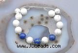 CGB6755 10mm round white howlite & lapis lazuli adjustable bracelets