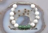 CGB6765 10mm round white howlite & green aventurine adjustable bracelets