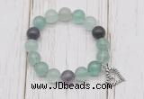 CGB6805 10mm, 12mm fluorite beaded bracelet with alloy pendant