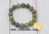 CGB6837 10mm, 12mm Canadian jade beaded bracelet with alloy pendant