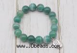 CGB6854 10mm, 12mm green banded agate beaded bracelet with alloy pendant