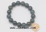 CGB6863 10mm, 12mm moss agate beaded bracelet with alloy pendant