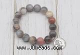 CGB6868 10mm, 12mm botswana agate beaded bracelet with alloy pendant