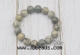 CGB6877 10mm, 12mm greeting pine jasper beaded bracelet with alloy pendant