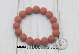 CGB6901 10mm, 12mm matte red jasper beaded bracelet with alloy pendant