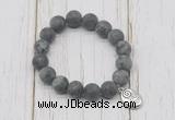 CGB6909 10mm, 12mm matte black labradorite beaded bracelet with alloy pendant