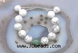 CGB6936 12mm round white howlite & green aventurine adjustable bracelets