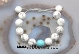 CGB6942 12mm round white howlite & blue howlite adjustable bracelets