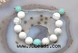 CGB6943 12mm round white howlite & amazonite adjustable bracelets